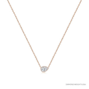 ROCK & DIVINE - PERFECT PEAR PENDANT WITH HALO | ROSE / 0.33 NECKLACES
