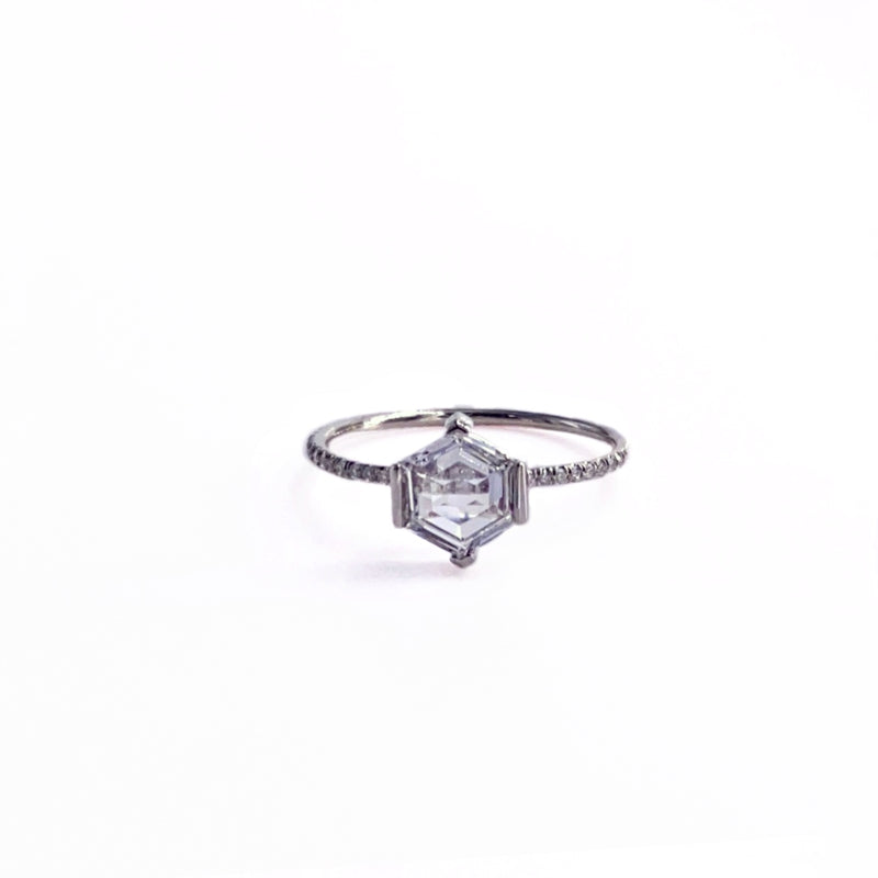 ORACLE ROSE CUT DIAMOND ENGAGEMENT RING ON PAVE BAND