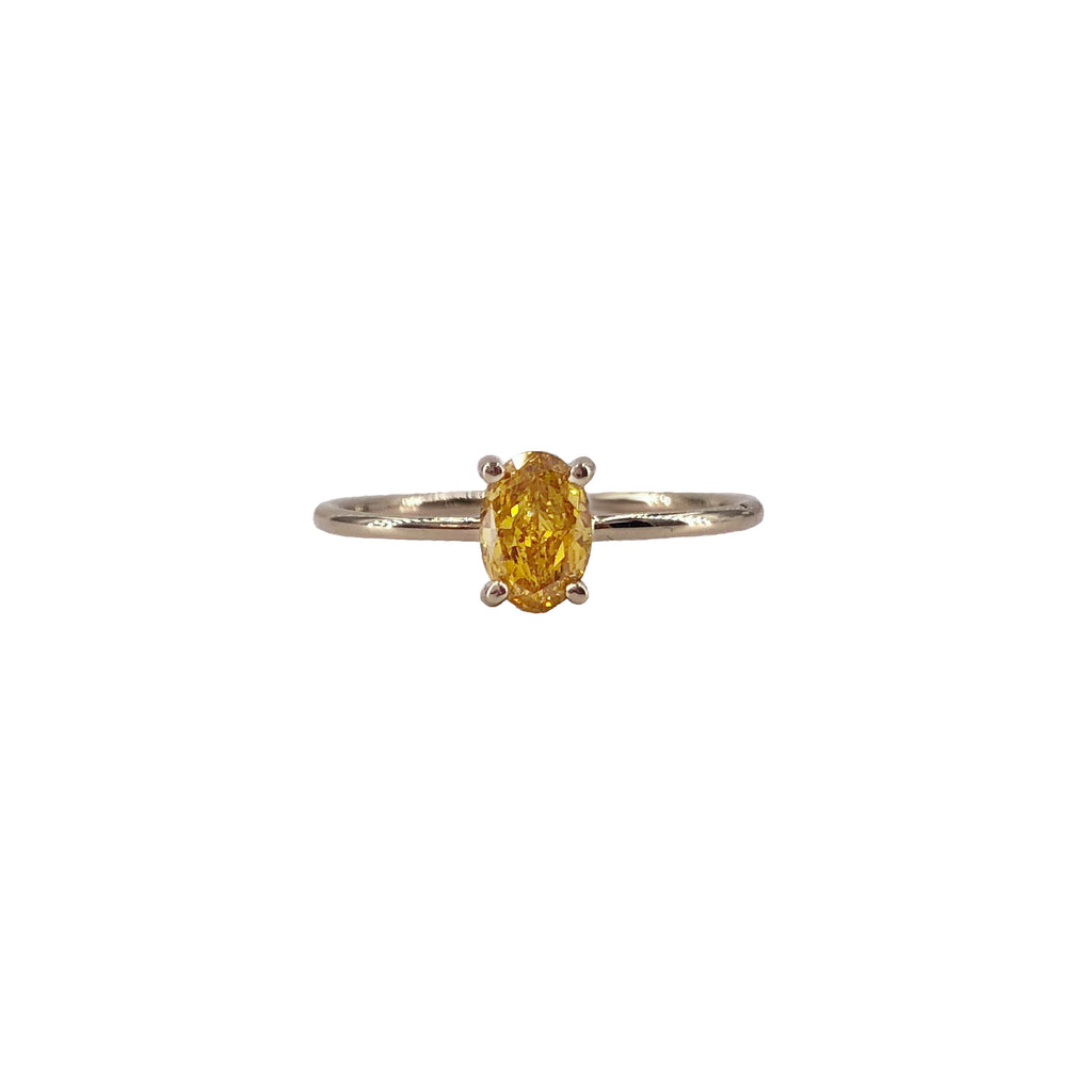 FANCY INTENSE ORANGE-YELLOW DIAMOND SOLITAIRE RING IN 18KT WHITE GOLD