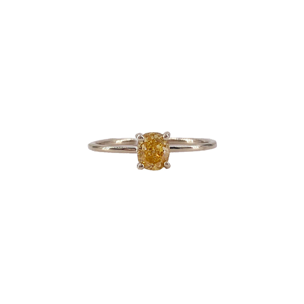 FANCY INTENSE ORANGE-YELLOW SOLITAIRE DIAMOND RING IN 18KT GOLD