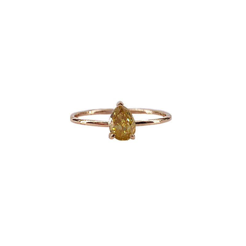 FANCY INTENSE ORANGE-YELLOW SOLITAIRE DIAMOND RING IN 18KT ROSE GOLD