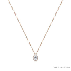ROCK & DIVINE - PERFECT PEAR DROP PENDANT WITH HALO | ROSE / 0.75 NECKLACES