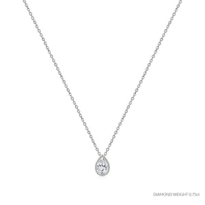 ROCK & DIVINE - PERFECT PEAR DROP PENDANT WITH HALO | WHITE / 0.75 NECKLACES
