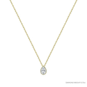 ROCK & DIVINE - PERFECT PEAR DROP PENDANT WITH HALO | YELLOW / 0.75 NECKLACES