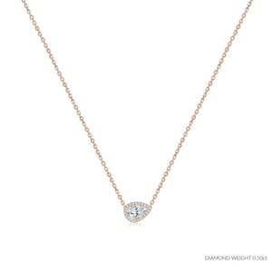 ROCK & DIVINE - PERFECT PEAR PENDANT WITH HALO | ROSE / 0.50 NECKLACES