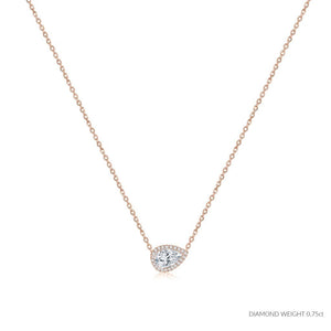 ROCK & DIVINE - PERFECT PEAR PENDANT WITH HALO | ROSE / 0.75 NECKLACES