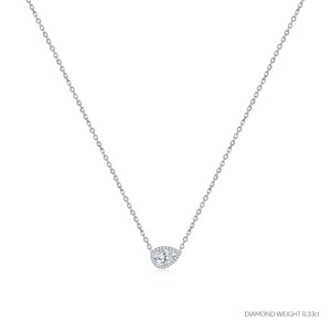 ROCK & DIVINE - PERFECT PEAR PENDANT WITH HALO | WHITE / 0.33 NECKLACES