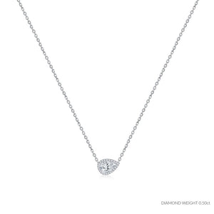 ROCK & DIVINE - PERFECT PEAR PENDANT WITH HALO | WHITE / 0.50 NECKLACES