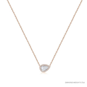 ROCK & DIVINE - PERFECT PEAR ROSE CUT PENDANT WITH HALO | ROSE / 0.75 NECKLACES
