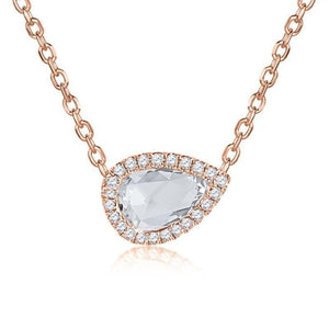 ROCK & DIVINE - PERFECT PEAR ROSE CUT PENDANT WITH HALO | NECKLACES