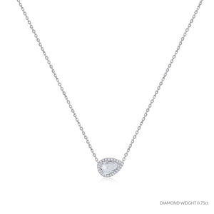ROCK & DIVINE - PERFECT PEAR ROSE CUT PENDANT WITH HALO | WHITE / 0.75 NECKLACES