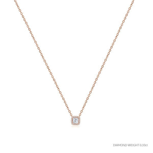 ROCK & DIVINE - PERFECT SQUARE PENDANT WITH HALO | ROSE / 0.33 NECKLACES