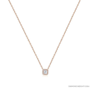ROCK & DIVINE - PERFECT SQUARE PENDANT WITH HALO | ROSE / 0.50 NECKLACES