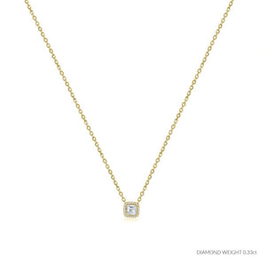 ROCK & DIVINE - PERFECT SQUARE PENDANT WITH HALO | YELLOW / 0.33 NECKLACES
