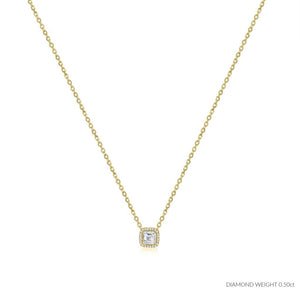 ROCK & DIVINE - PERFECT SQUARE PENDANT WITH HALO | YELLOW / 0.50 NECKLACES