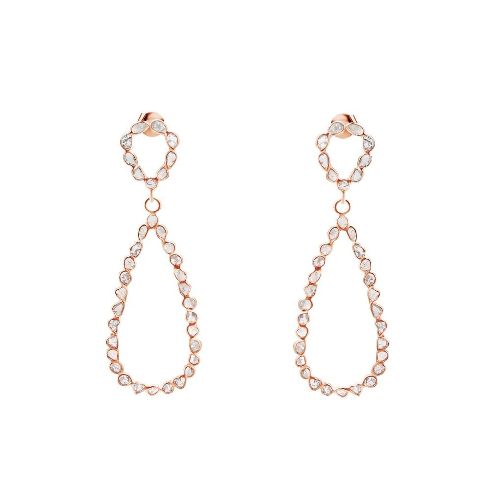 Buy Online: Rose Gold Rectangle Drop Earrings - Danglers