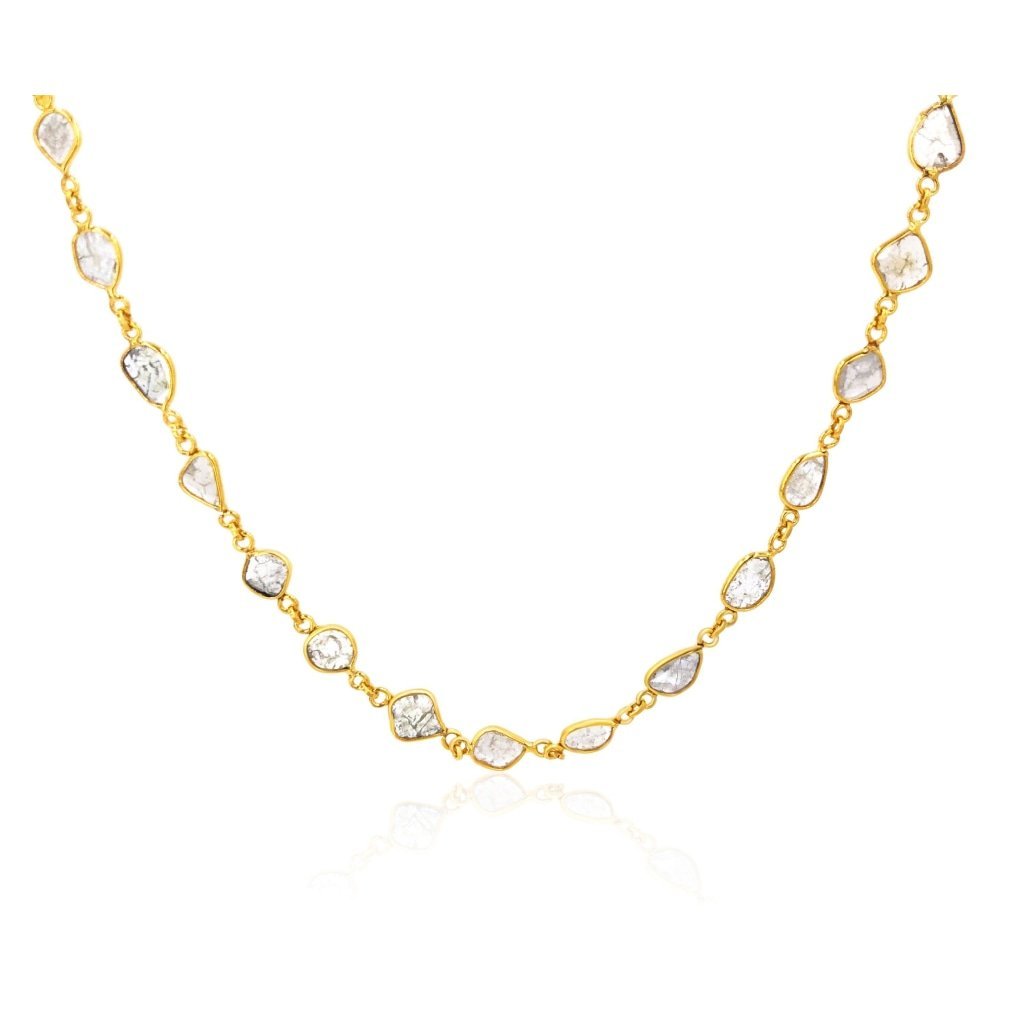 ROCK & DIVINE - SUN STREAM NECKLACE WITH DIAMOND SLICES 18 | YELLOW NECKLACES